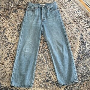 LEVI’s Ribcage Straight Ankle Light Blue Button Up Denim Jeans Size 27